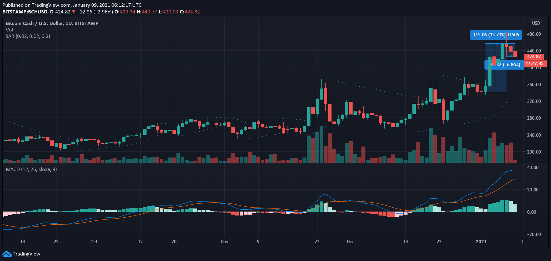 ビットコインキャッシュ ポルカドット Dash価格分析 1月9日 暗号通貨ニュース