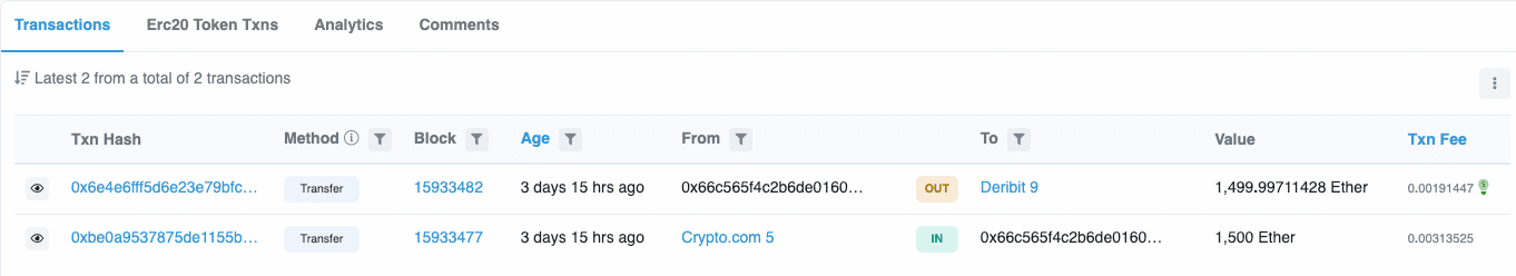 Crypto.com の取引所への送金