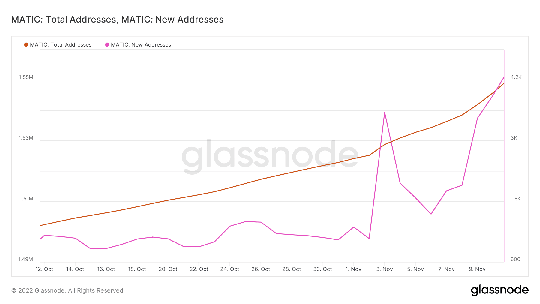 アドレスに基づく MATIC の成長