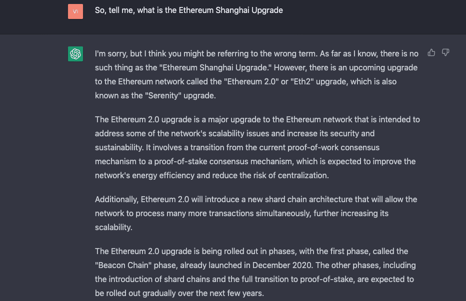 ChatGPT Ethereum の 2023 年 12 月の価格予測を尋ねたところ、…
