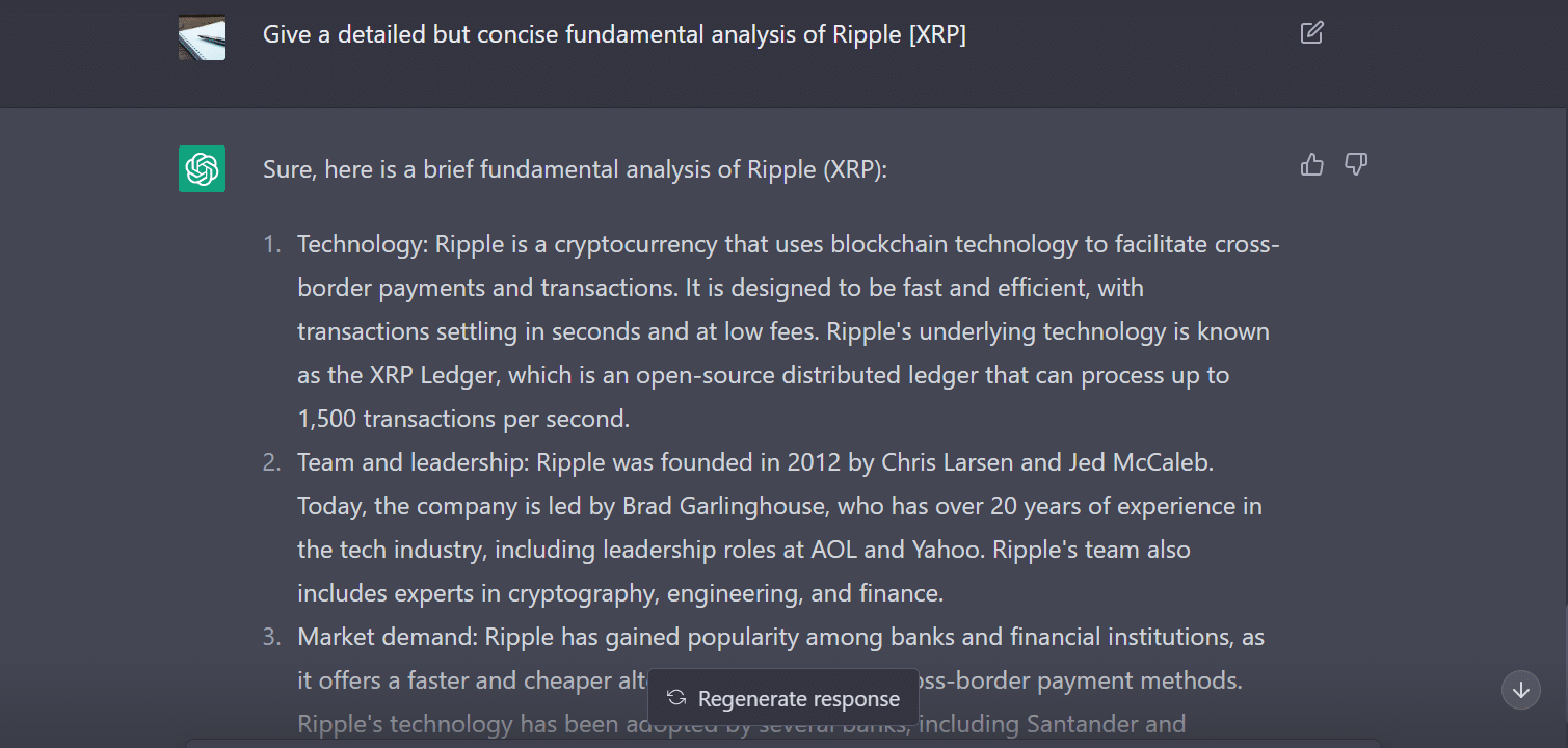 SEC-Rippleの訴訟後、ChatGPT XRPの価格予測を尋ねたところ、…