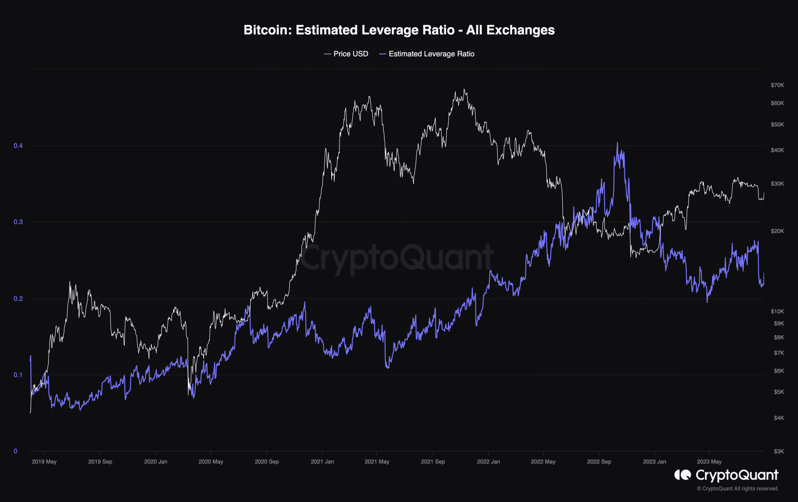 ビットコインの推定レバレッジ比率